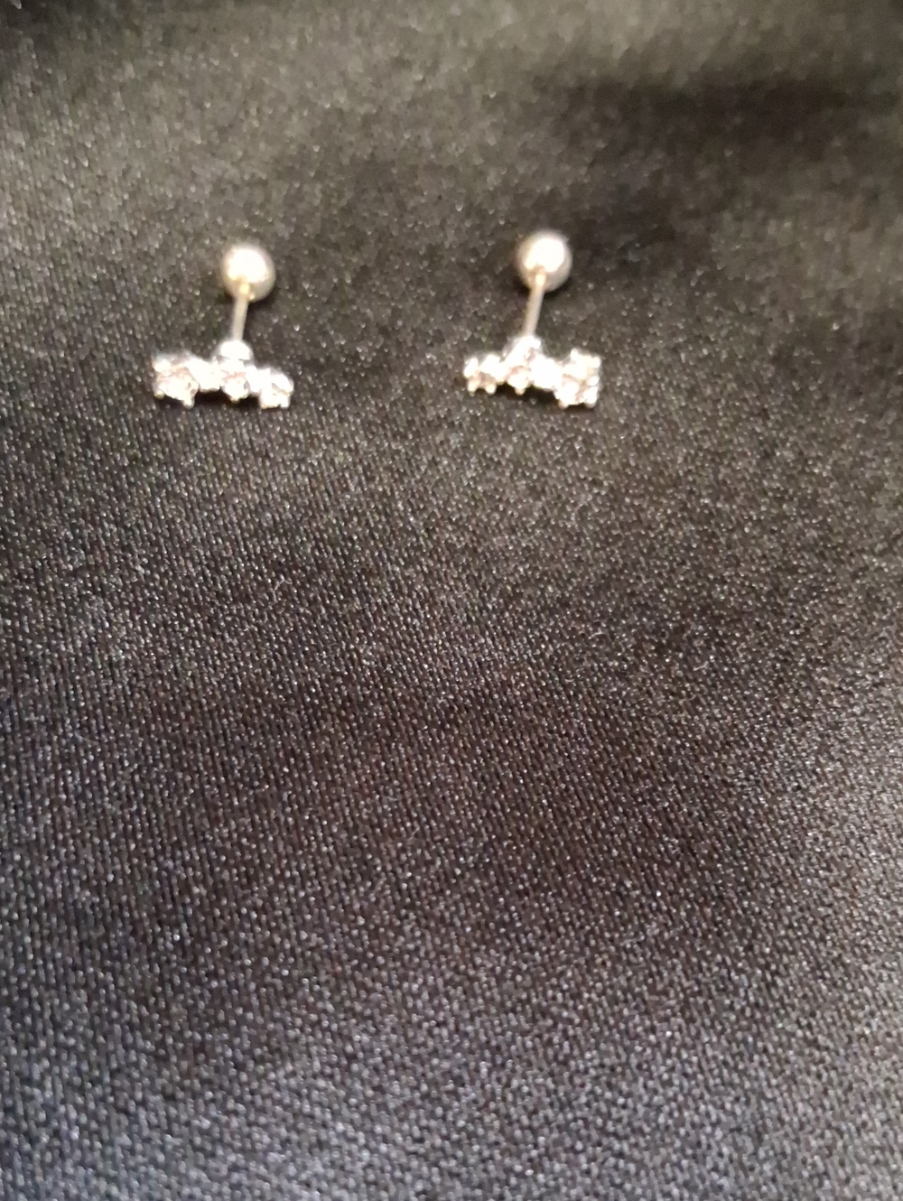 Silver Cubic Zirconia Cartilage Earrings - Screw Back